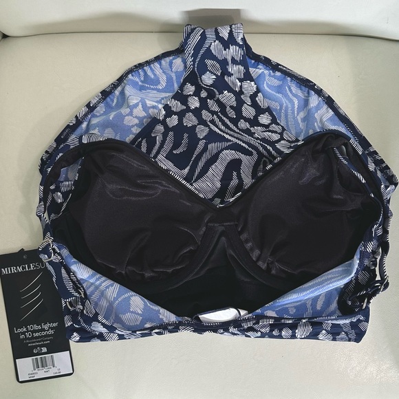 MIRACLESUIT NWT Navy Blue & White Blockbuster One Piece Underwire V-neck - Picture 10 of 16